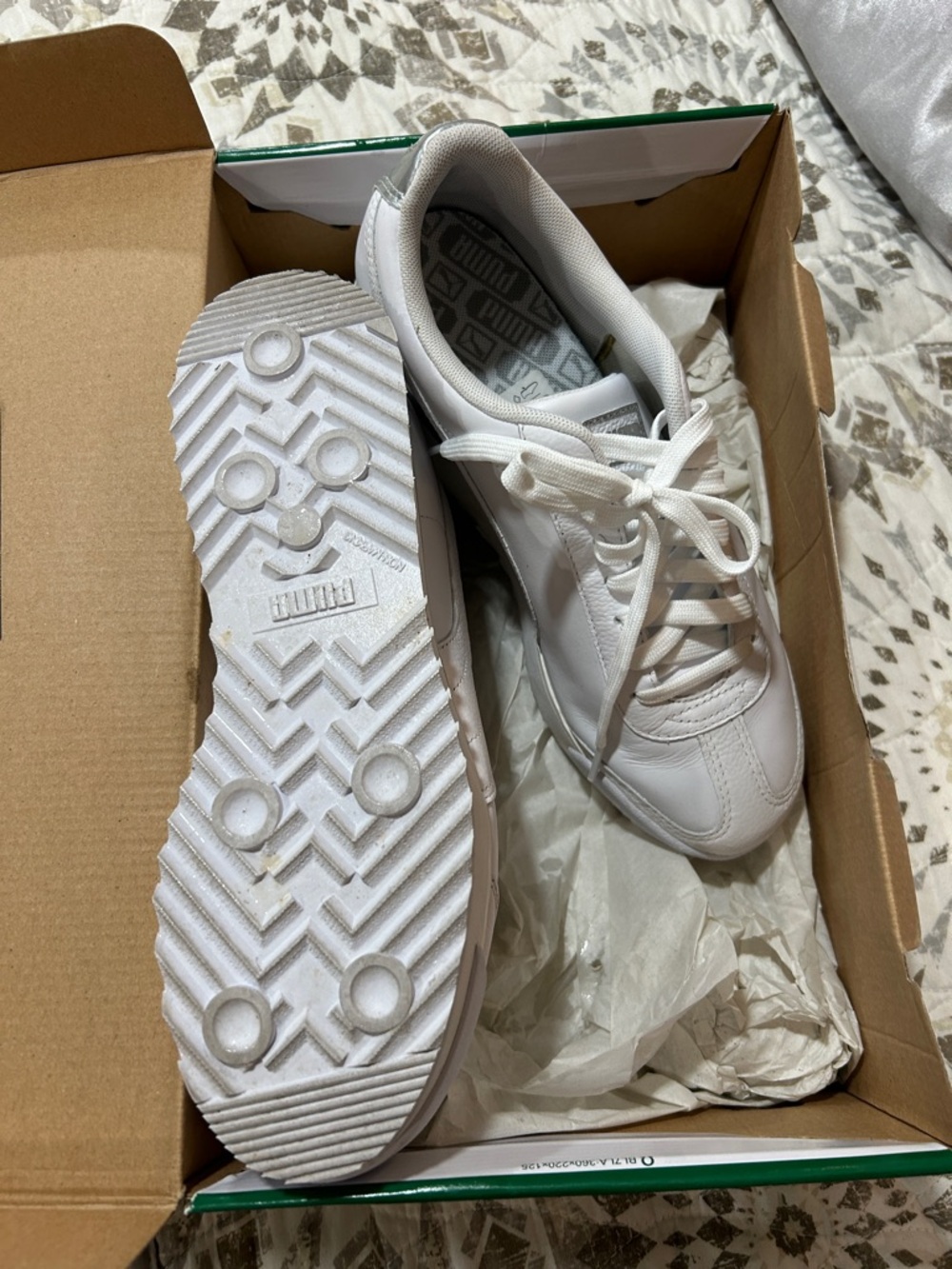 Puma Roma Amor Leather Women's Sneakers - White/Silver - Picture 3 of 4